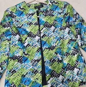 Kasper Women's Vibrant Green and Blue Blazer Size 10
